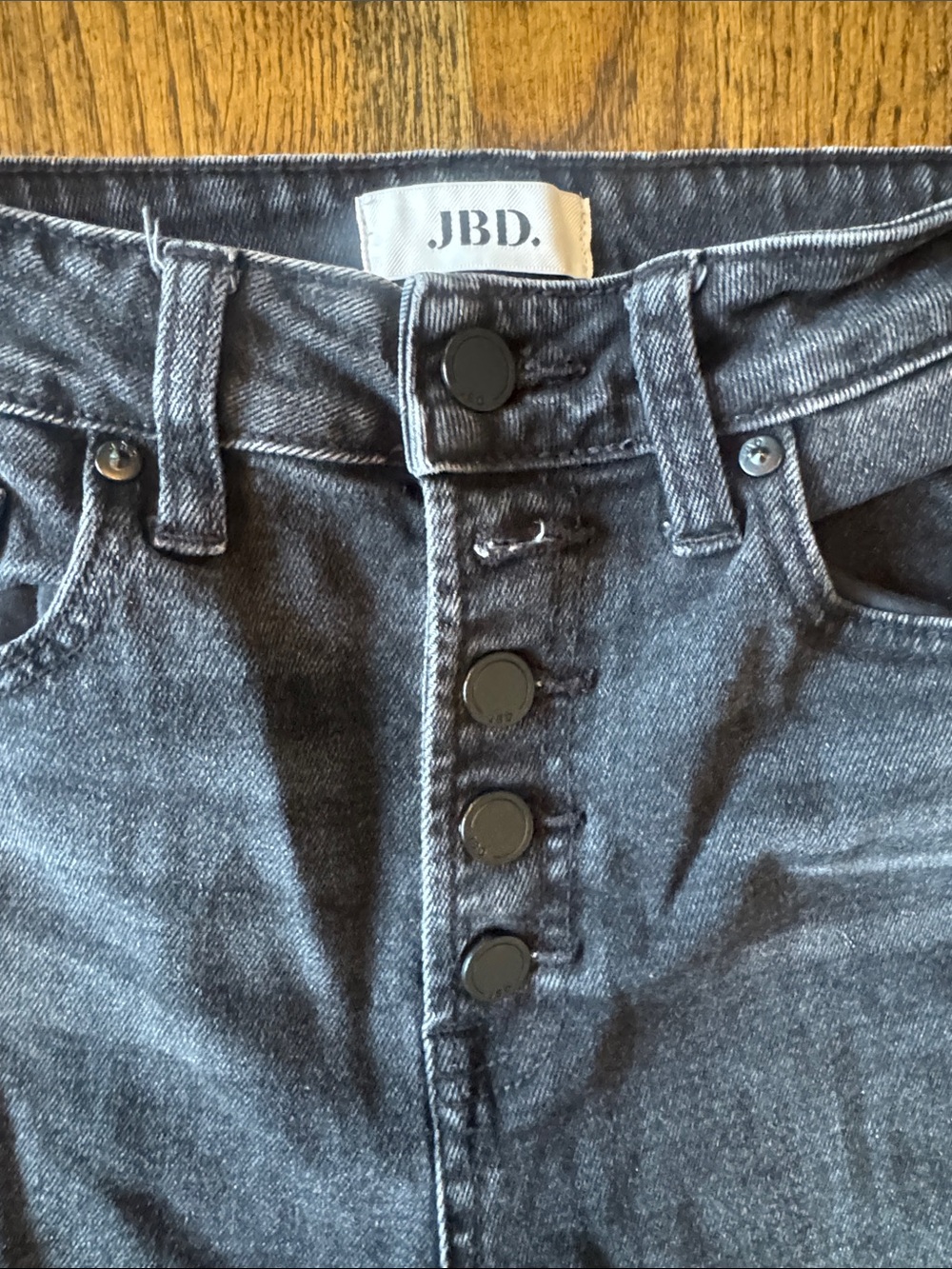 Just Black Skinny Gray Button-Fly Jeans